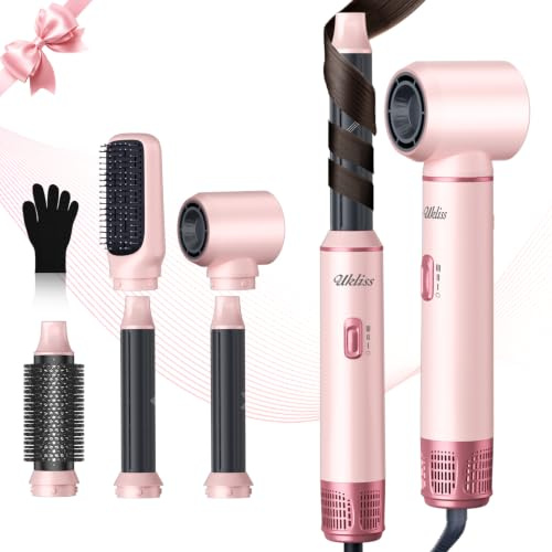 UKLISS Air Styler Seche Cheveux 5 en 1, Brosse Soufflante Ionique | Sèche-cheveux, brosse à lisser, multistyler, brosse ronde à air chaud, appareils de coiffage, cadeau pour femme