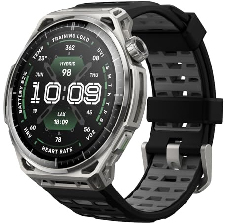 Amazfit Balance 3 Montre connectée GPS 48 mm, écran AMOLED 1,5 avec Verre Saphir, NFC, Batterie 21 Jours, Lampe Torche, 64 Go Stockage, Cartes, HYROX, pour Android et iPhone, Acier Inoxydable