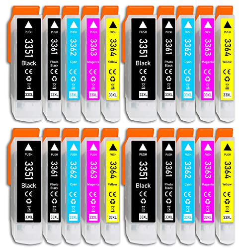 20er Multipack kompatibel mit Epson 33XL Druckerpatrone für Epson Expression Premium XP-530 XP-540 XP-630 XP-635 XP-640 XP-645 XP-830 XP-900 XP-7100