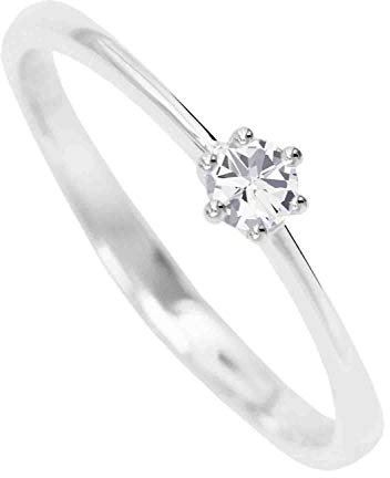 My Gold Damen Verlobungsring Zirkonia Gold 585 Echtes Weißgold (14 Karat) Gr. 58 Heiratsantrag Damenring Goldring Golden Love V0013881