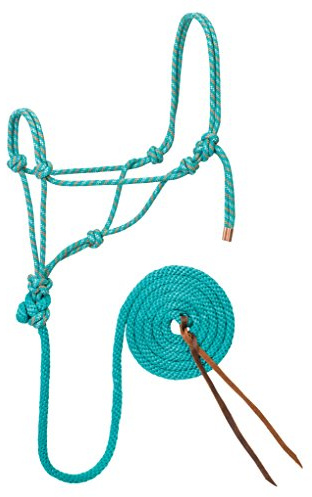 Weaver Leather Diamond Braid Rope Halter and Lead, Teal/Gray/Orange
