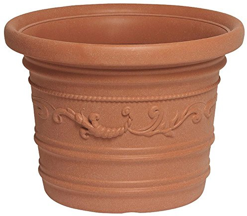 SATURNIA Macetero Resina Redondo, Color Terracota, Resistente, Ideal Exterior, 60 Cm Diametro.