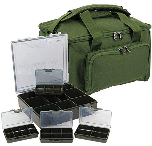 CARP FISHING CARRYALL + TACKLE BOX 4 + 1 LUGGAGE BAG QUICKFISH COMBO NGT