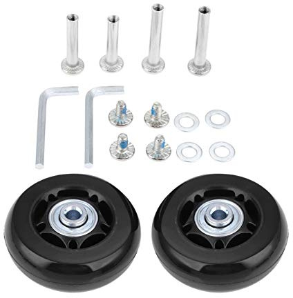 2 Sets Gepäck Transparent Koffer Ersatzräder mit Achsen Schraubenschlüssel Reparaturlager (64 * 18 mm)