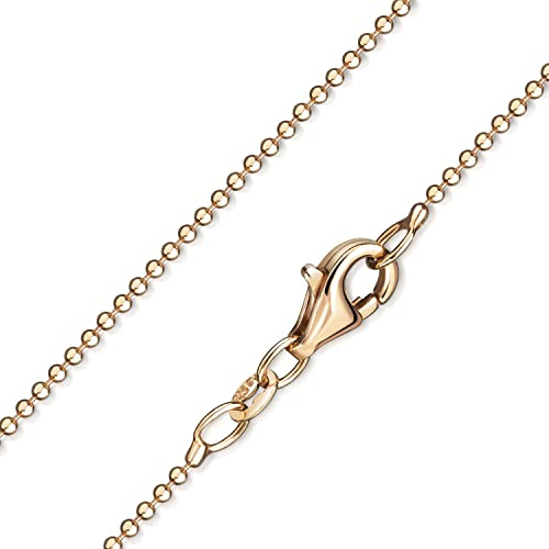 Materia K98 Women's Necklace Rose Gold Plated 925 Silver Ball Chain Diamond Cut 1 mm Fine 40-80 cm Rose-Gold