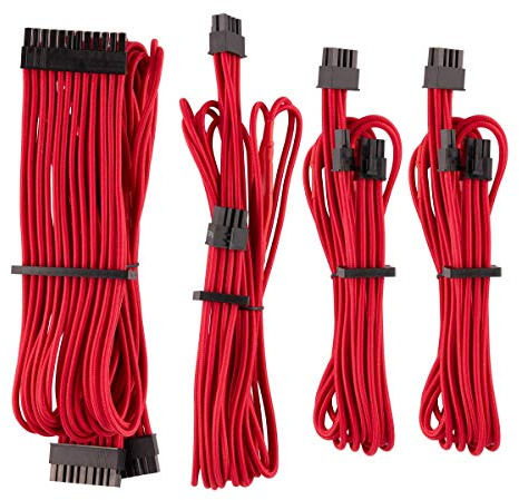 Corsair Premium Individually Sleeved DC Cable Starter Kit, Type 4 (Generation 4), Rot