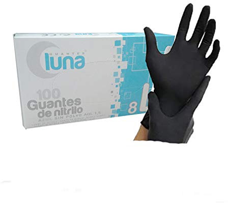 Guantes de Nitrilo Sin Polvo Caja 100 Unidades, Gran suavidad, flexibilidad y nivel máximo de destreza (L GRANDE)