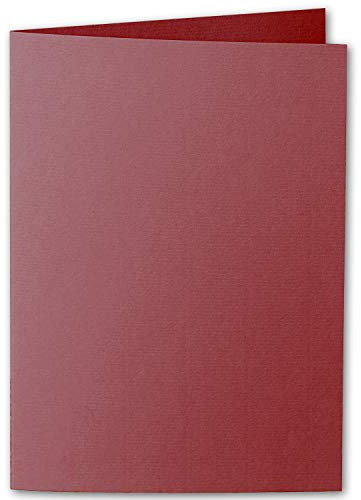 ARTOZ 75x DIN B6 Faltkarten - weinrot (Rot) gerippt 120 x 169 mm Klappkarten blanko - Karten zum selbstgestalten mit 220 g/m² edle Egoutteur-Rippung - Serie 1001