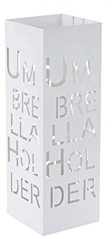Mendler Schirmständer HWC-C78 quadratisch 55cm - Schrift, weiß | Regenschirmständer, Schirmhalter, Regenschirmhalter