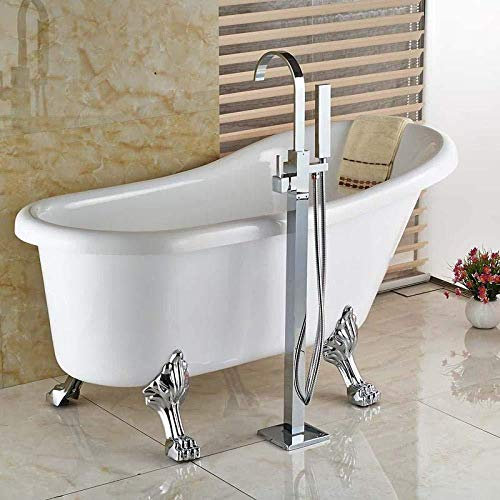 Wieoc Colonna Doccia Rubinetto per vasca con montaggio a pavimento cromato Rubinetto per vasca monocomando in ottone Abs Doccetta Lavabo da appoggio Miscelatore vasca da bagno