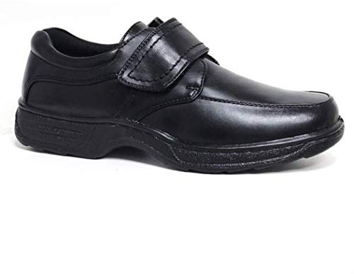 Cushion Walk Men's Leather-Lined Wide Fitting Lightweight Formal Business Work Comfort Lace-Up, Slip-on or Touch Fastening Shoes, (Black. Strap, Numeric_10)