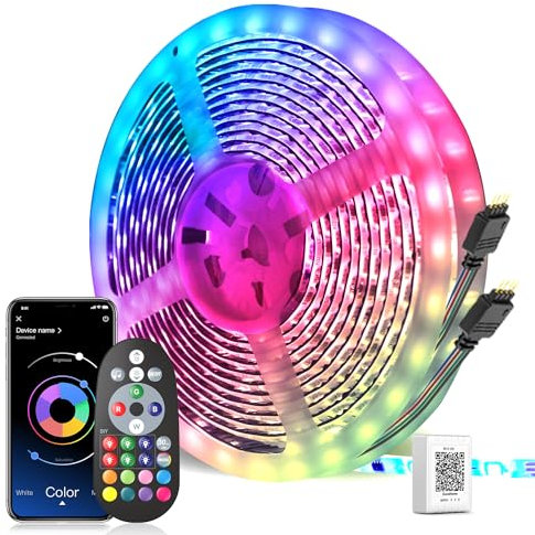 LED Strip 30m, Bluetooth LED Streifen,RGB LED Strip Farbwechsel LED Lichterkette mit Steuerbar via App, Fernbedienung, Sync mit Musik, Bänder für Schlafzimmer TV Zuhause Schrankdek
