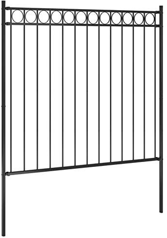 Tidyard Gartenzaun Stahlzaun Garten-Zauntor Gartentor Gartentür 170 x 150 cm Mit Kreisoberteil,Einfahrtstor Zauntür Tür Gartenpforte Mit Befestigungsmaterial,pulverbeschichteter Stahl