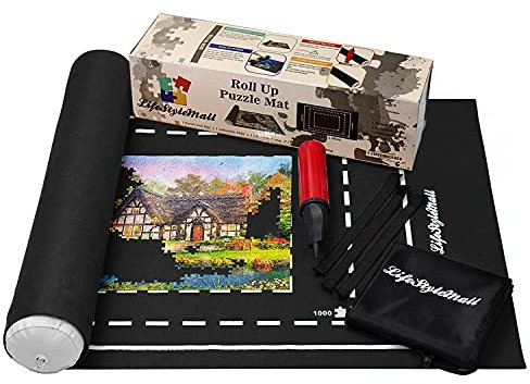 LifeStyleMall Jigsaw Puzzle Roll Mat - Portable Storage and Accessory for 500, 1000, 1500 Pieces - Premium Felt Material