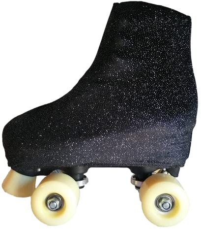 GISI Danza Copripattini in Velluto e Glitter Argento per Pattinaggio - Taglie dal 34 alla 42-100% Made in Italy (M - Misura Pattini 37/39, Nero)