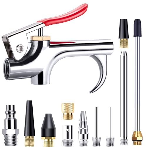 Lot de 13 pistolets de soufflage à 2 voies avec raccord rapide standard de 6,35 mm et 8 buses d'air, accessoires de compresseur d'air pour gonflage et dépoussiérage