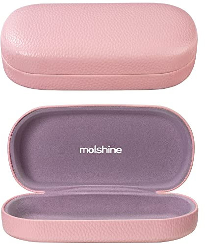 molshine Estuche rígido para gafas de sol de cuero, estuche clásico grande para anteojos para mujeres y hombres, anteojos de sol (Rosa)