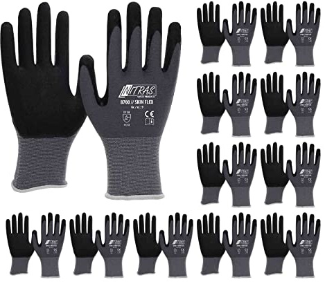 NITRAS 8700 Skin-Flex Strickhandschuh mit schwarzer Spezialbeschichtung für Feinmontage - VPE 12 Paar, Größe:7