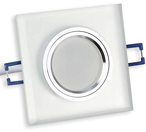 10x LED Einbaustrahler Set matt-eckig aus Glas 5 Watt neutralweiß 12V - MR16 Einbauleuchten Ø 75mm Bohrloch - Einbau-Spot Decken-Strahler Deckeneinbaustrahler Deckenspot
