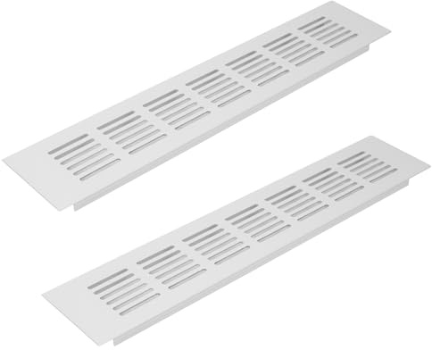 Vent Systems Paquete de 60 x 300 mm con 2 rejillas de ventilación de aluminio blanco con rejilla de insectos, aplicaciones de calefacción, refrigeración y ventilación.