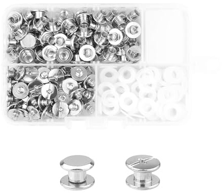 MABAHON 80Set Chicago Binding Screw M5*4 for DIY Leather Decoration Silver