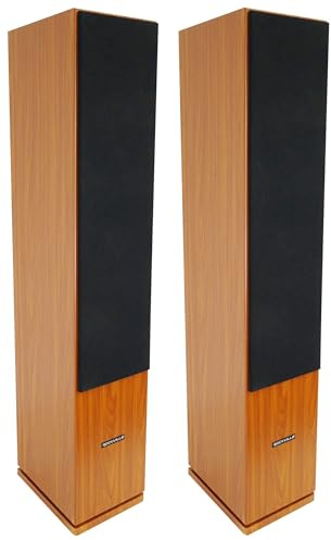 Rockville RockTower 68C Passive Tower Speaker, 8 Ohm, Classic Wood Grain, 500W Peak, 3-Way, Dual 6.5, MDF Cabinet, Detachable Grille, for Home Audio, 2-piece
