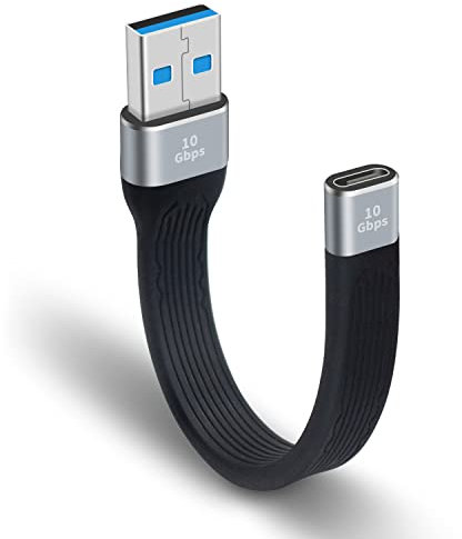 Maxhood 10Gbps USB C Female to USB A Male Adapter Cable, Type C to Type A Converter Charger Soft Flat Short Cable Compatible with iphone, Samsung Galaxy, Macbook
