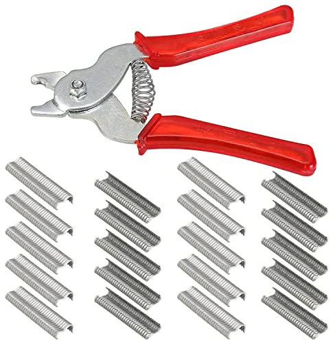 Pinza per anelli di maiale con kit di anelli di maiale, pinza M per anelli per unghie, con 600 clip M per fissaggio recinzione, gabbie per animali, 4 pezzi