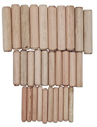 BELLAY 300 Stück 6 mm 10 mm 10 mm Holzdübel Schrankschublade rund geriffelt Holz Handwerk Passstifte Stangen Set Möbelbeschlag