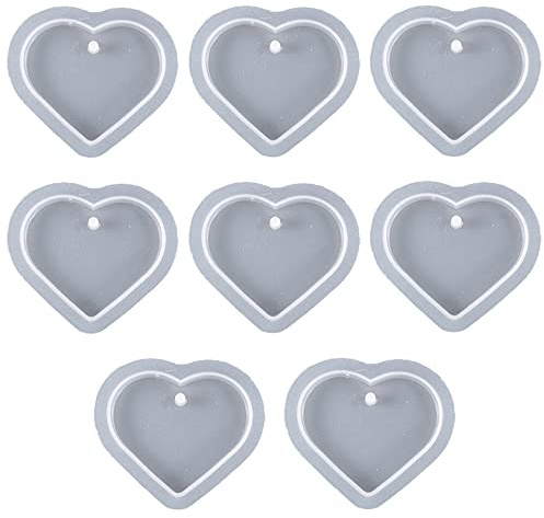 DUMYFENG Lot de 8 moules en résine en forme de cœur – Moules en silicone pour loisirs créatifs, bijoux, pendentifs, boucles d'oreilles