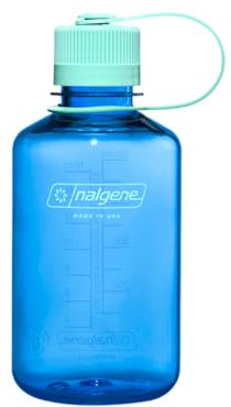 Nalgene Botella de agua, ligera, sostenida Tritan sin BPA, inastillable, para mochileros, senderismo, gimnasio, 16 onzas, boca estrecha, azul aciano