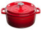 GRAND FEU Redondo Horno holandés de hierro fundido - Olla de hierro fundido esmaltado con tapa y asas anchas para Cocina Estofado, Paella, Freír, Asar, Saltear - Cazuela 3,5 L, Rojo