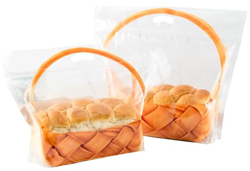 Roppolo Lot de 50 sacs à pain de 13 cm avec attache en étain, petits sacs à pain en papier de coton blanc, sac d'emballage de rangement avec fenêtre transparente pour boulangerie, café, pain fait