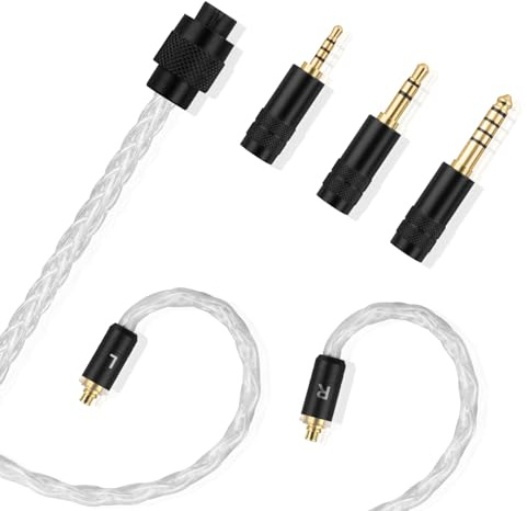 SE425 Cable MMCX Audio Cord Compatible with UE900, Shure SE215 SE315 SE846 SE535 KSE1500, JVC HA-FX1100 HA-FX1000 HA-FX850 Eerphones-Added 2.5/3.5/4.4mm Detachable Adapters