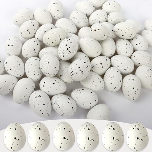 50 huevos de Pascua decorativos, decoración de Pascua, huevos de plástico, decoración de huevos de Pascua, huevos de Pascua moteados, para suministros de artesanía de Pascua, relleno de cestas,