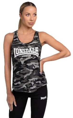 Lonsdale London BEAQUOY Mujer Top Camuflaje Gris L 95% algodón, 5% elastán Regular