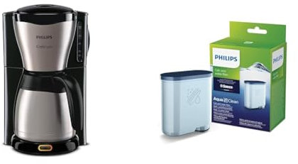 Philips Filterkaffeemaschine – 1.2-Liter-Thermoskanne & Philips AquaClean Kalk- und Wasserfilter für Espressomaschine, Kein Entkalken bis 5000 Tassen, Einzelpack