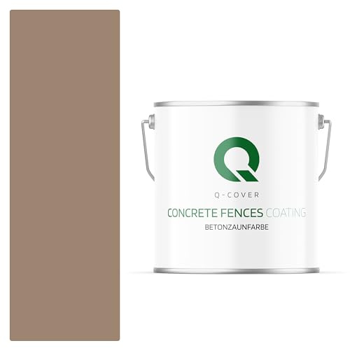 Q-COVER Betonzaunfarbe | 5L | Nussbaum | Silikon Farbe | Außen | Betonfarbe | Hydrophobe Farbe | Acrylat Dispersion | Betonzäune | Betonelemente