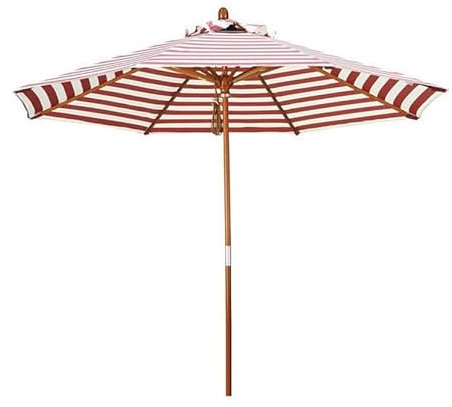 Marktschirm Sonnenschirm Sonnenschirme im Freien Gestreifter Outdoor-Regenschirm, Belüfteter Strandschirm, Verstellbarer Radian-Terrassenschirm Aus Holz Für Den Garten Am Pool Gartenschirm Terrassensc