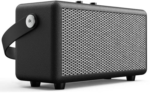 SWTOIPIG Altoparlante Bluetooth wireless retrò con bassi profondi, altoparlante portatile con impugnatura in pelle, manopole rotanti, ideale per casa, viaggi ed eventi all'aperto