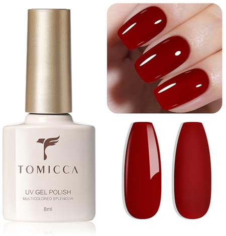 TOMICKA UV-nagellack, röda färger gel UV/LED blötläggning lämplig för nybörjare nagelkonst salong gör-det-själv hem, 8 ml