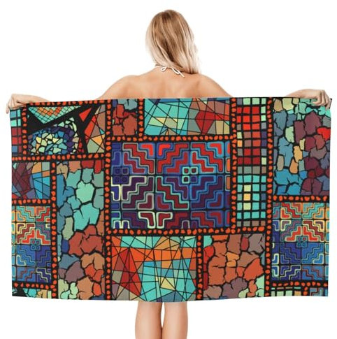 Herren Damen Duschtücher Mosaikkunst Im Afrikanischen Ethnischen Stil Strandtuch Erwachsene Saunatuch Kinder Microfaser Handtücher Für Strand Picknicks Yoga