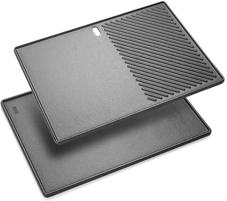 43 x 32cm Gusseisen Grillplatte für Landmann Triton 3 und 4 Brenner, Enders Monroe pro 4 SIK Turbo, Gussplatte für Gasgrill, Plancha Grillpfanne Zubehör für Teppanyaki und Grillspuren, Enders Boston6