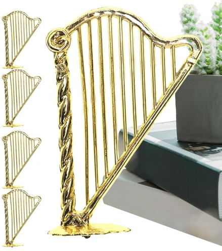 Winzige Harfen ABS 5 Stück | Mini Harfe Schreibtischdeko-Set 5-Teilig Für Musik-Deko, Puppenhaus-Dekoration, Feengarten-Zubehör, Schreibtisch-Ornament,