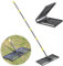 Starbover Râteau à gazon pliable avec poignée, 220 cm, râteau de nivellement de pelouse, en métal noir, outil de planification de pelouse robuste, pousse-pelouse pour cour, golf, jardin, cour