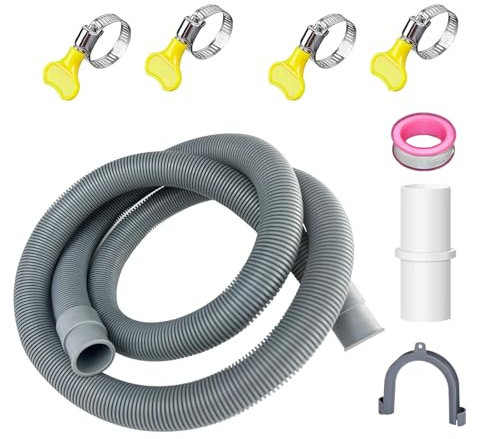 Ablaufschlauch für Waschmaschinen, Abwasserschlauch Verlängerung 1m x 20mm Universal Abwasserschlauch mit Adapter für Waschmaschine und Geschirrspüler