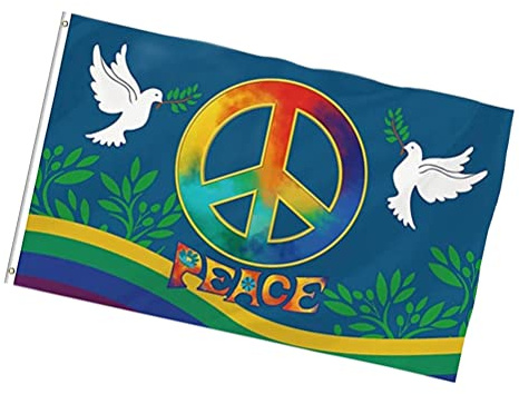 Bandiera della Pace Mondiale Grande Bandiera della Pace in Poliestere Garden House Banner per Esterni Decorazione 90 * 150 Cm
