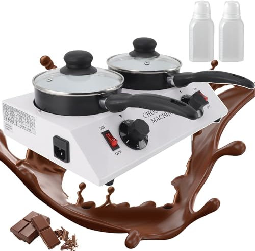 WOTZOV Máquina para Templar y fundir Chocolate/Máquina para fundir Chocolate Antiadherente con Control de Temperatura de 30 ℃ a 85 ℃/Calentador de Chocolate eléctrico de Doble Cilindro/C