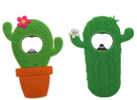 PHENOFICE 2pcs Cactus Shape Bottle Opener Magnetic Drink Lifter for Fridge Supplies Cute for