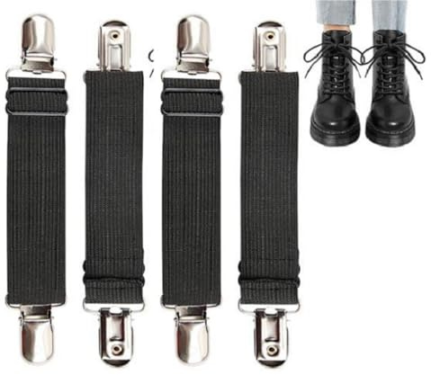 4X Verstellbare Stiefelriemen,Elastische Stiefelgurte,Beingurte Stiefelriemen,Hosenriemen Für Stiefel,verstellbare Hosenträger Clip,Hosenbein Clip Hosenhalter Elastischer Riemen Befestigungsclips